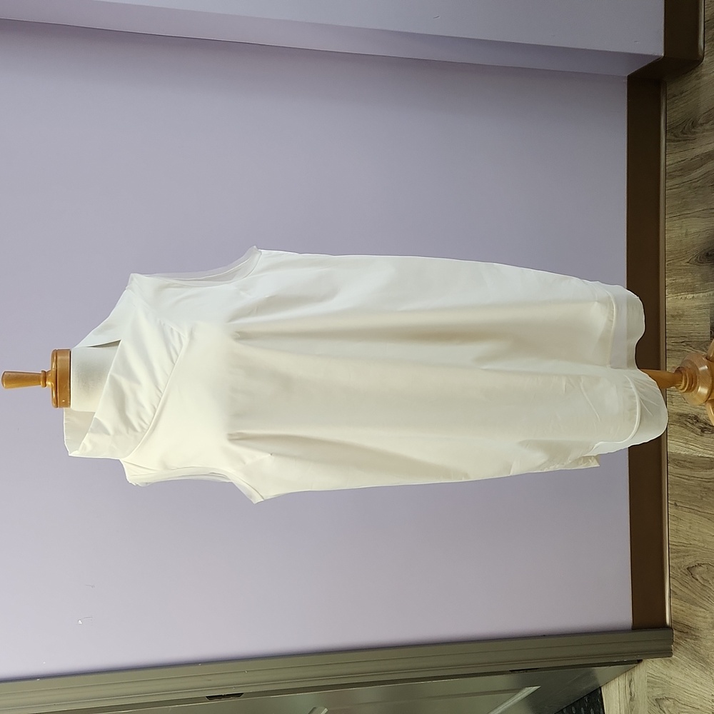 Art Point Sleeveless White Edgy Dress with Dramatic Collar